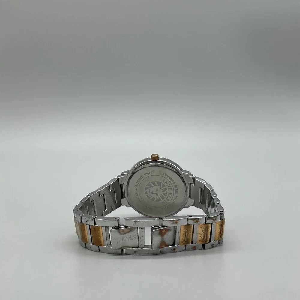 Anne Klein Womens Watch 36mm Gold Silver Two Tone Date 12/2315 New Battery 7.75
